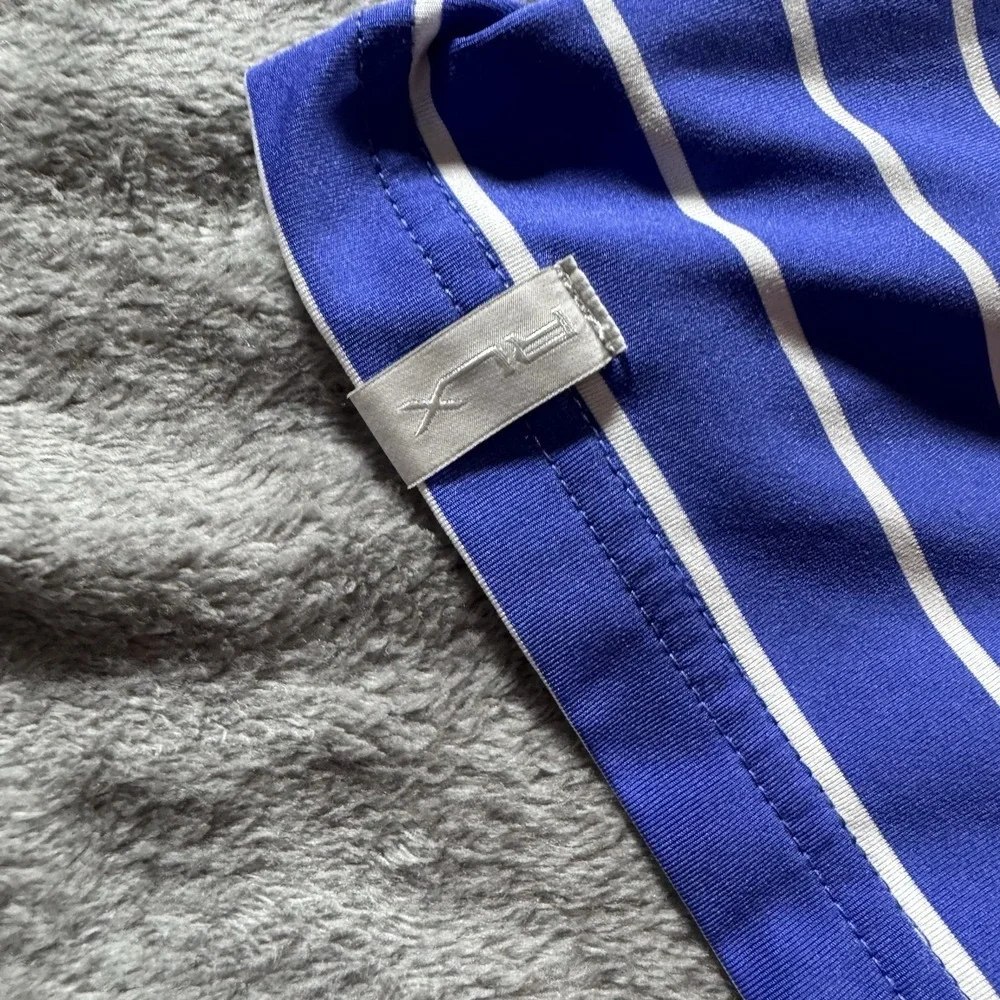 RLX Polo Shirt Mens L Blue White Stripe Golf Performance Stretch Ralph Lauren‎